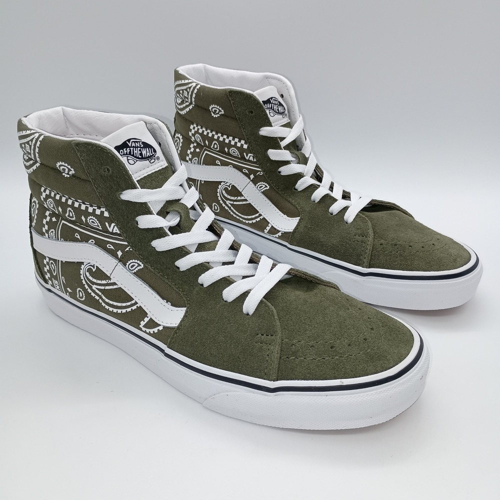 Vans Sk8-Hi Peace Paisley Grape Leaf Green High Top Shoes Mens 9 Womens 10.5 New - Picture 2 of 10
